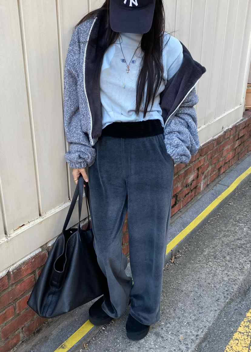 OUPPT韓國代購㊣女裝新品真品人氣職業25秋冬推薦休閑褲絲絨OUPPT休閑褲