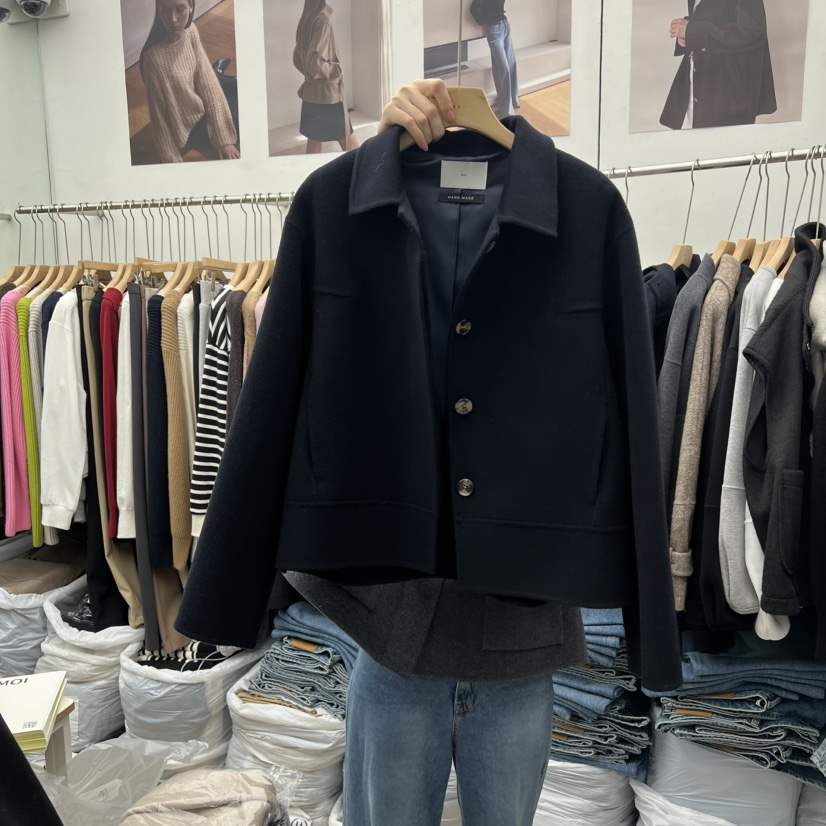 MOI-A韓國直郵㊣女士新品休閑推薦真品時尚人氣短款大衣手工MOI-A短款大衣