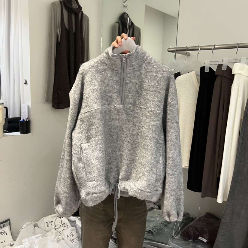 AUBE韓國代購㊣女裝新款推薦人氣真品休閑25秋冬衛衣加絨拉鏈AUBE衛衣