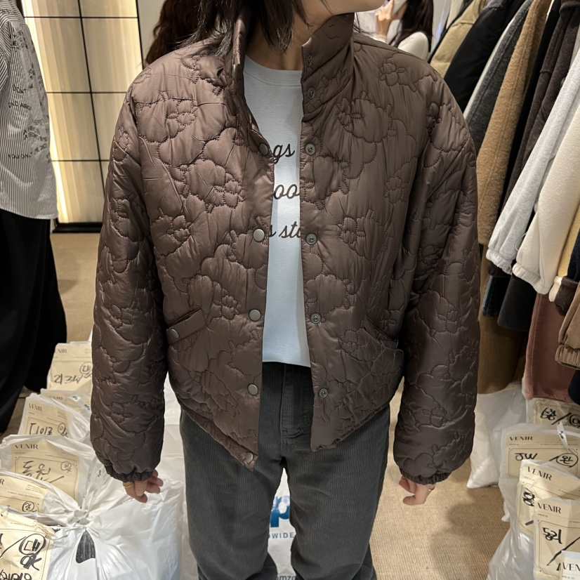 VENIR-a東大門㊣實拍女裝新款時尚熱賣真品短款棉服絎縫絨VENIR-a短款棉服