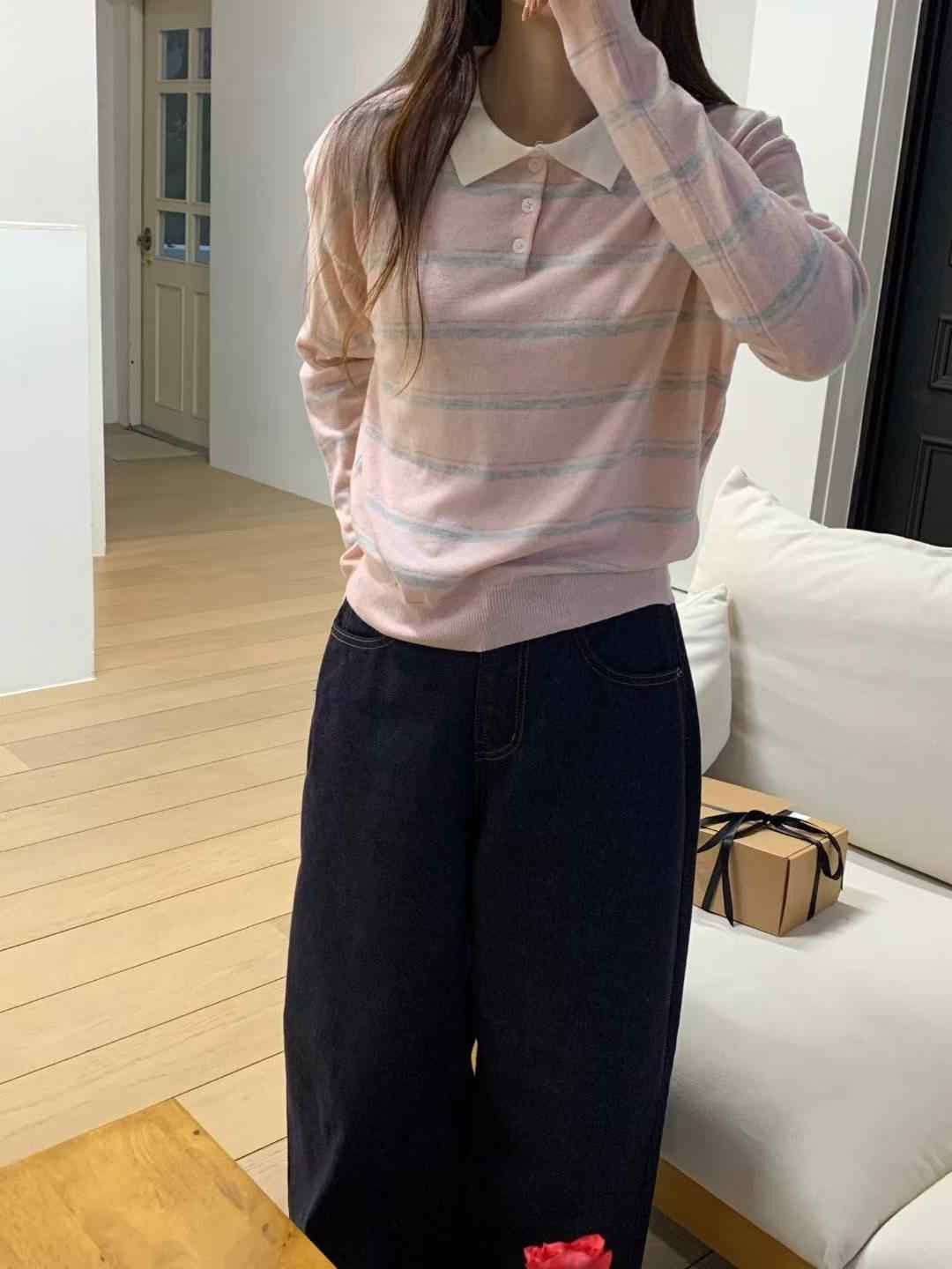 TDOUBLEJ韓國代購㊣女裝新品時尚職業熱賣人氣推薦休閑針織衫TDOUBLEJ針織衫