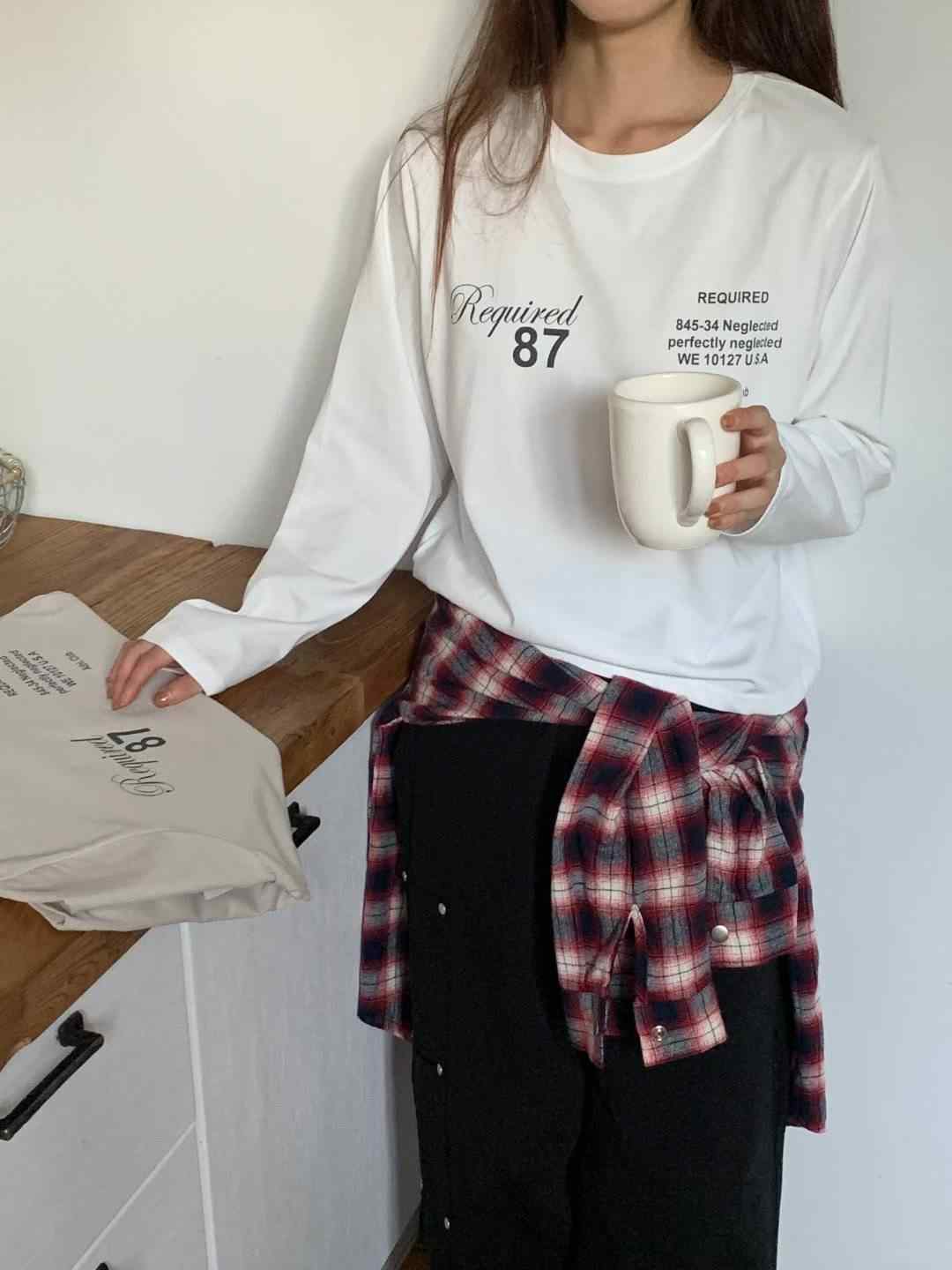 TDOUBLEJ東大門㊣代購女裝新款推薦時尚25秋冬職業長袖T恤短款TDOUBLEJ長袖T恤