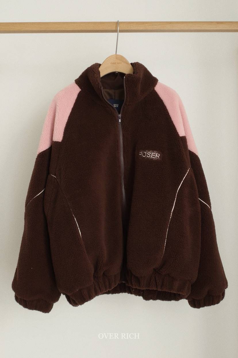 OVER RICH東大門㊣直郵女裝新款休閑熱賣時尚夾克抓絨拉鏈OVER RICH夾克