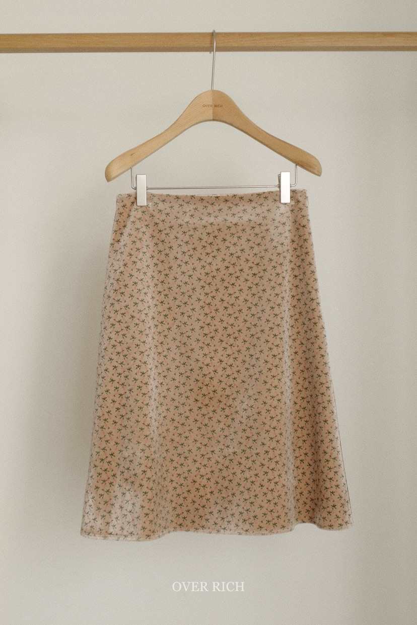 OVER RICH韓國代購㊣女士新款真品半身裙中短裙天鵝絨花朵OVER RICH半身裙/中短裙