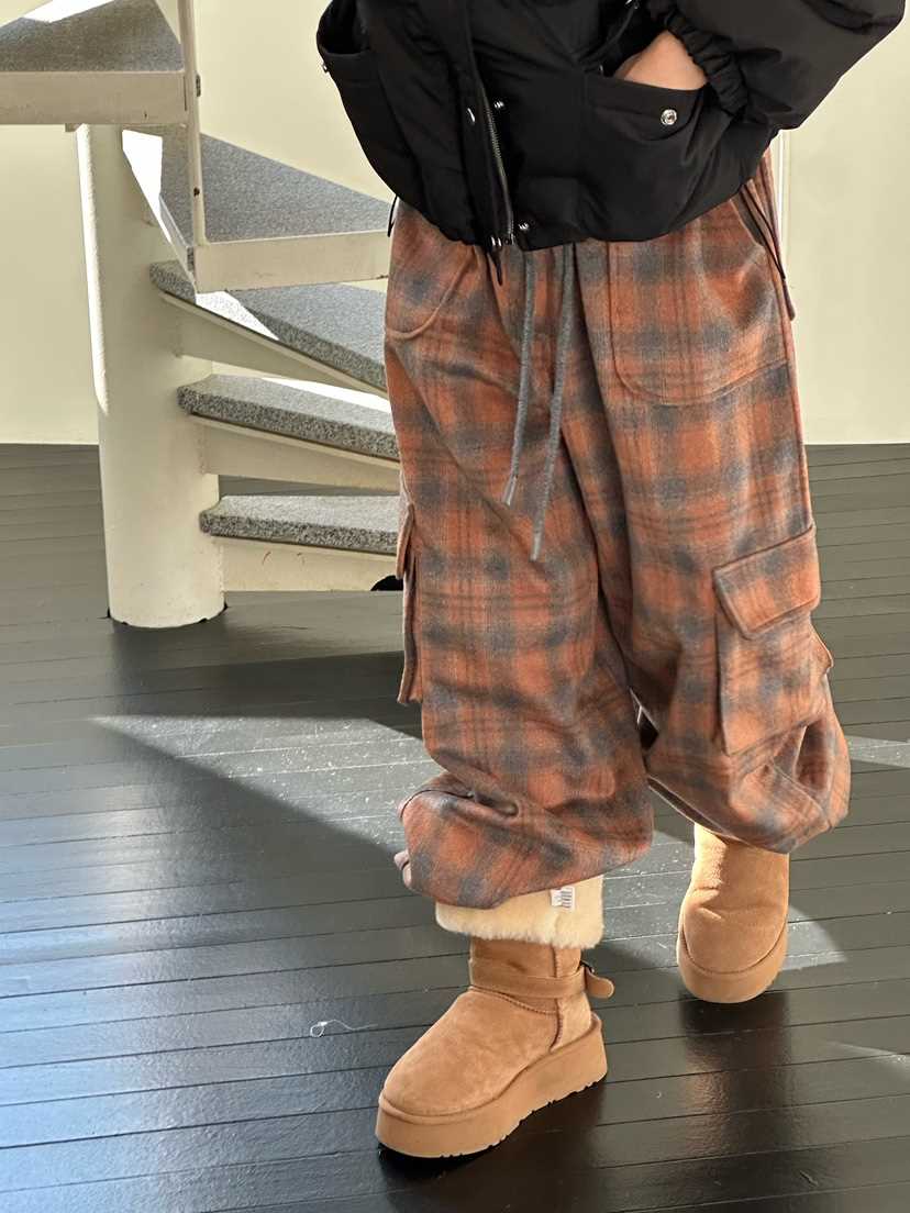 ZEROZERO東大門㊣實拍女裝新款25秋冬休閑褲工裝褲羊毛格紋ZEROZERO休閑褲