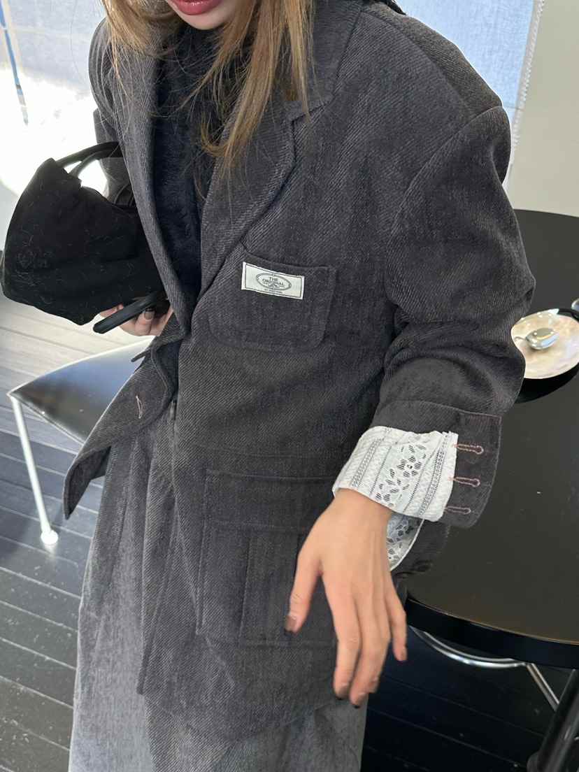 ZEROZERO韓國代購㊣女裝新款時尚職業熱賣人氣夾克復古蕾絲ZEROZERO夾克