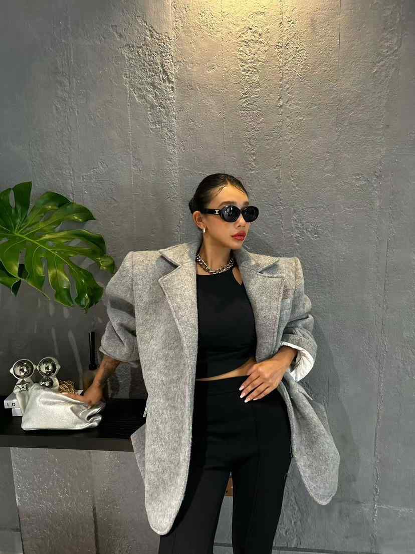 BLACK BABI東大門㊣實拍女裝新品時尚人氣休閑25秋冬夾克羊毛BLACK BABI夾克