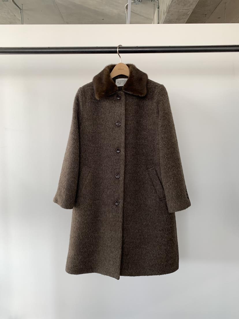 UNDERSON東大門㊣實拍女裝新款25秋冬推薦人氣中長款大衣貂皮UNDERSON中長款大衣