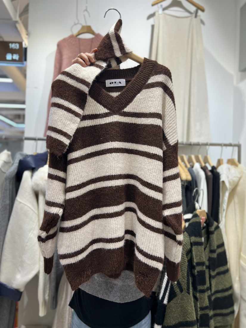 OLA韓國代購㊣女裝新品真品25秋冬休閑職業時尚針織衫含圍巾mellor/OLA針織衫