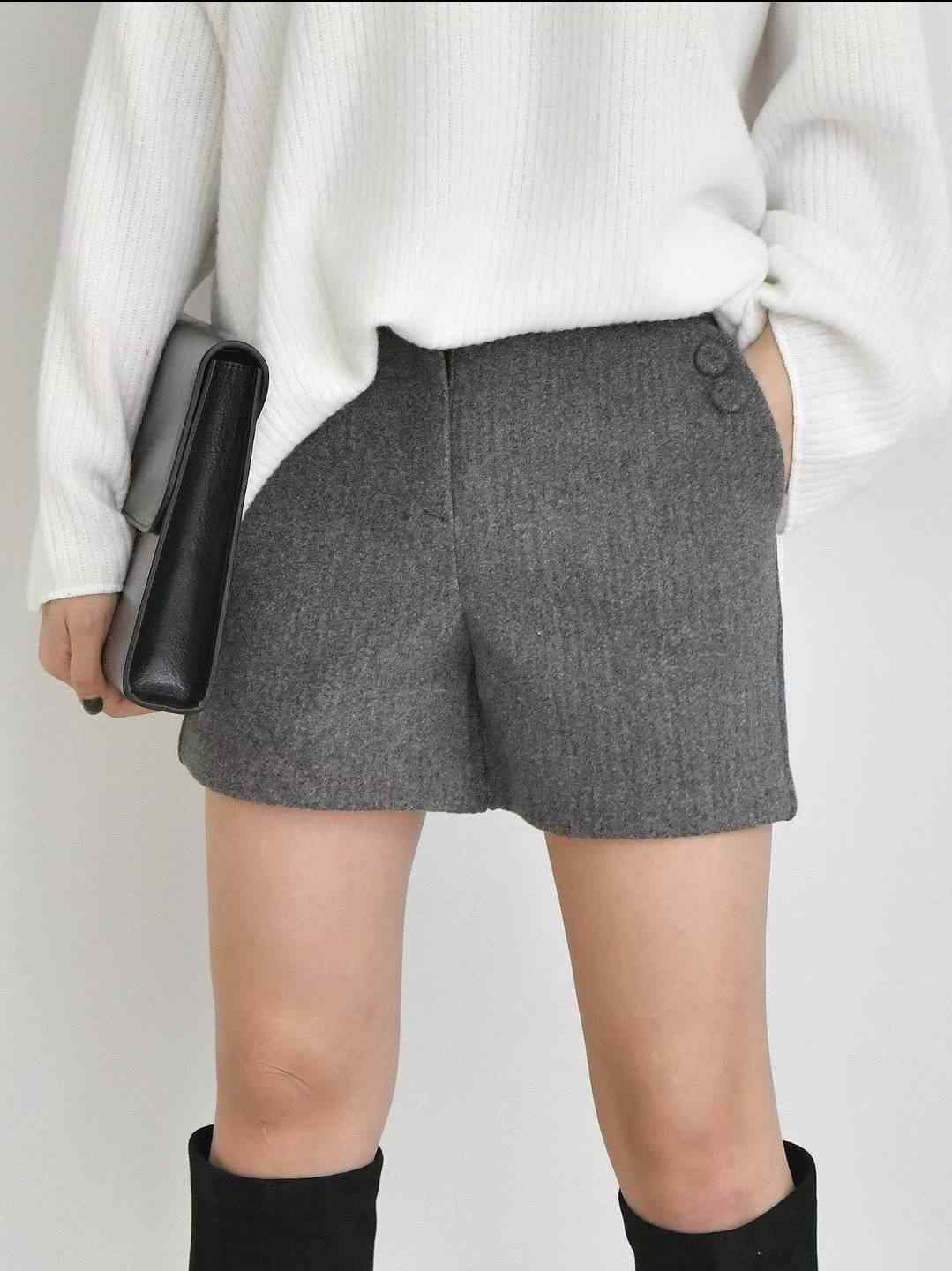 삐삐東大門㊣直郵女裝新品25秋冬人氣真品休閑短褲羊毛紐扣Pager短褲