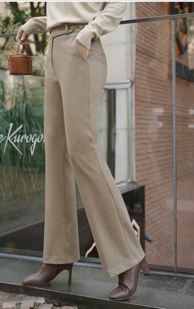 삐삐韓國代購㊣女裝新款時尚熱賣職業人氣休閑褲喇叭形羊毛Pager休閑褲