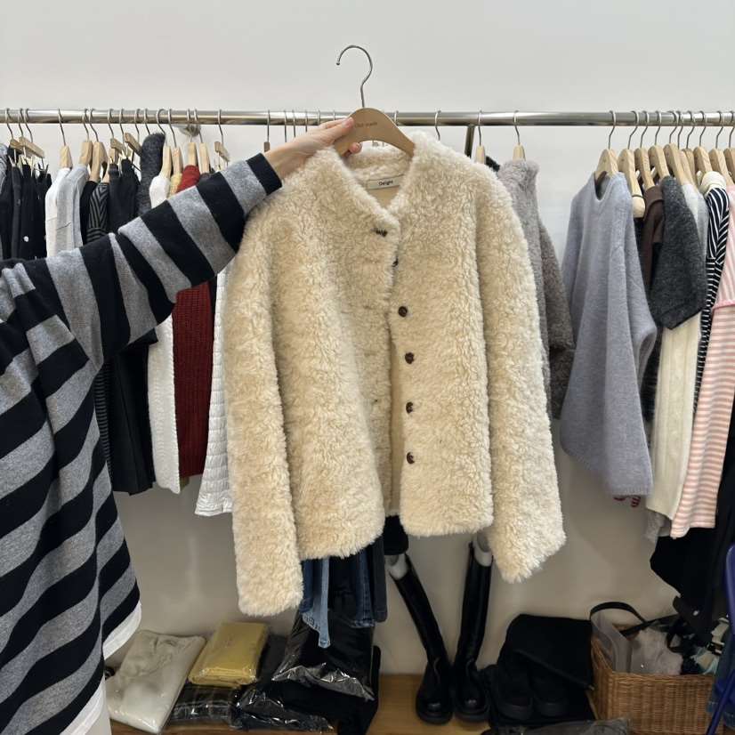 DELIGHT-L東大門㊣直郵女裝新款休閑職業人氣短款大衣抓絨DELIGHT-L短款大衣