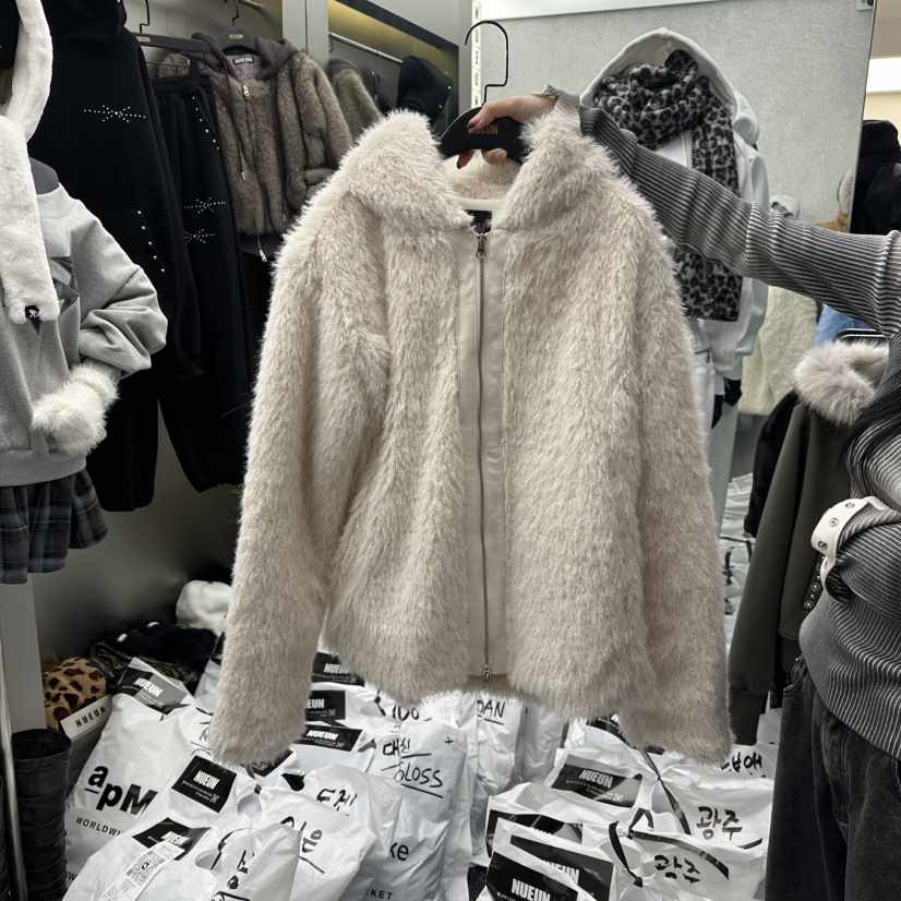 NUEUN東大門㊣直郵女士新品人氣休閑真品25秋冬短款大衣皮草NUEUN/SEEOT短款大衣