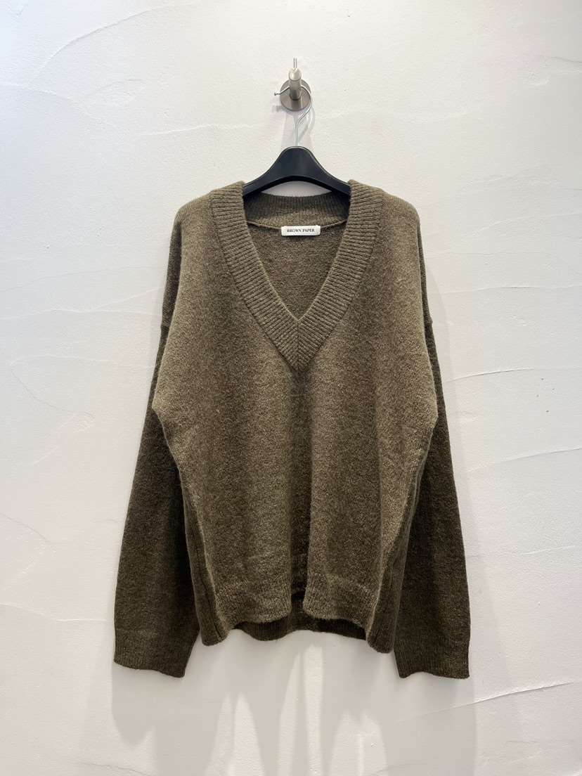 BROWN PAPER-S韓國代購㊣女士新品人氣推薦25秋冬針織衫V領BROWN PAPER-S針織衫