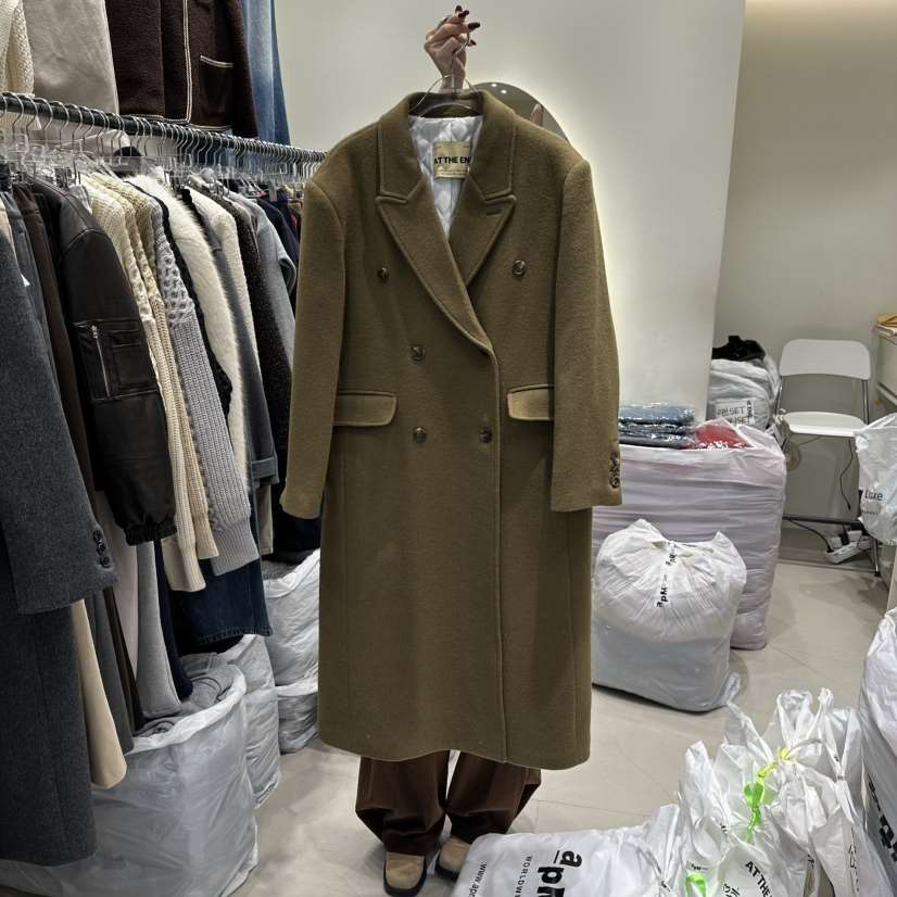 AT THE END東大門㊣代購女士新品25秋冬職業中長款大衣羊毛AT THE END中長款大衣