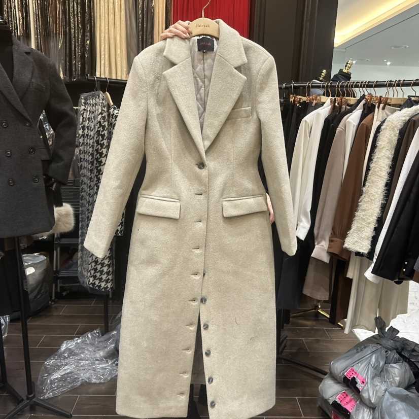 HERISH-HAUTE韓國代購㊣女士新款推薦真品職業25秋冬中長款大衣HERISH-HAUTE中長款大衣
