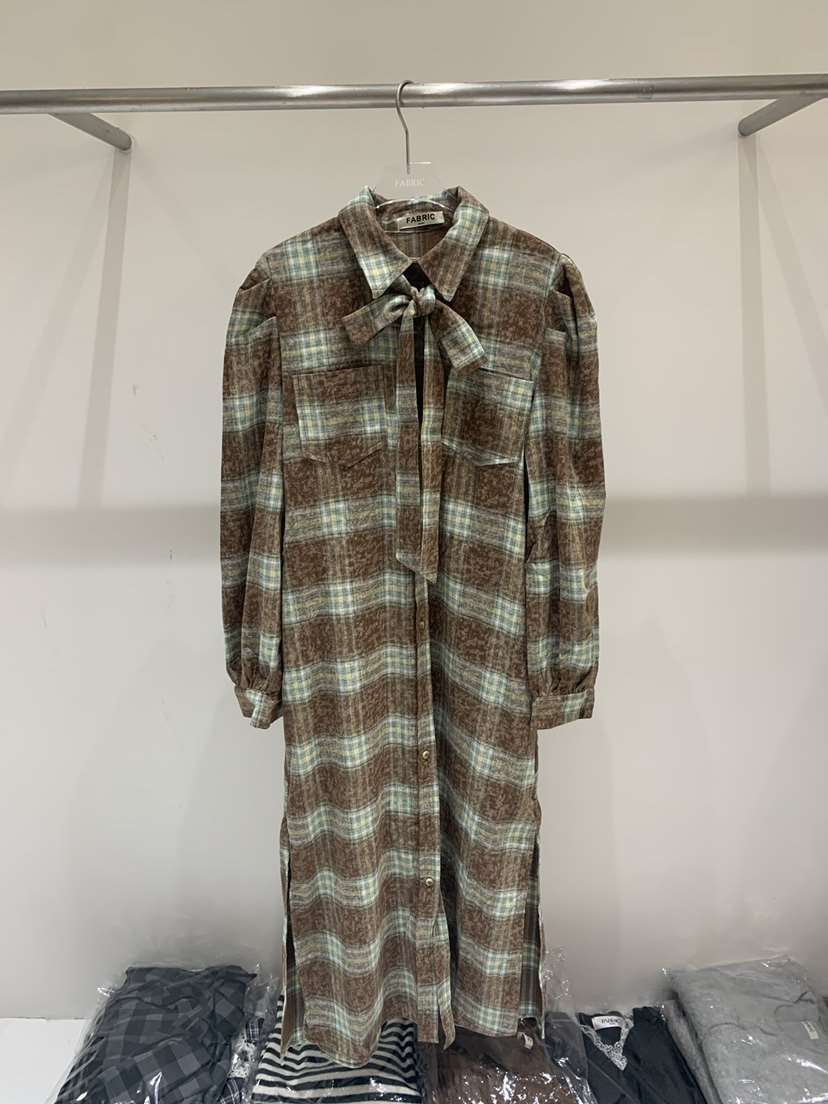 FABRIC東大門㊣直郵女裝新款25秋冬時尚熱賣人氣連衣裙格子FABRIC連衣裙