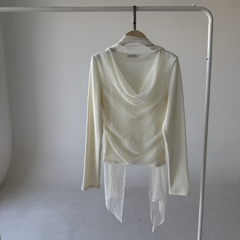 JENNY 1976東大門㊣直郵女裝新品25秋冬襯衫蕾絲衫假兩件絲綢JENNY 1976襯衫/蕾絲衫