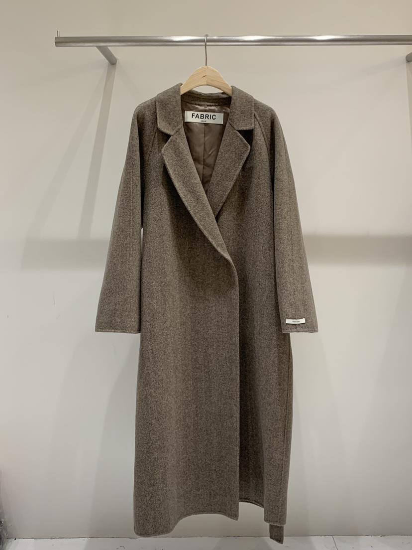 FABRIC東大門㊣實拍女裝新品職業休閑25秋冬中長款大衣插肩袖FABRIC中長款大衣