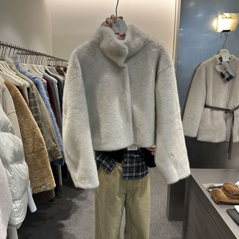 ALTER東大門㊣直郵女裝新款休閑熱賣真品推薦時尚短款大衣貂皮Alter短款大衣