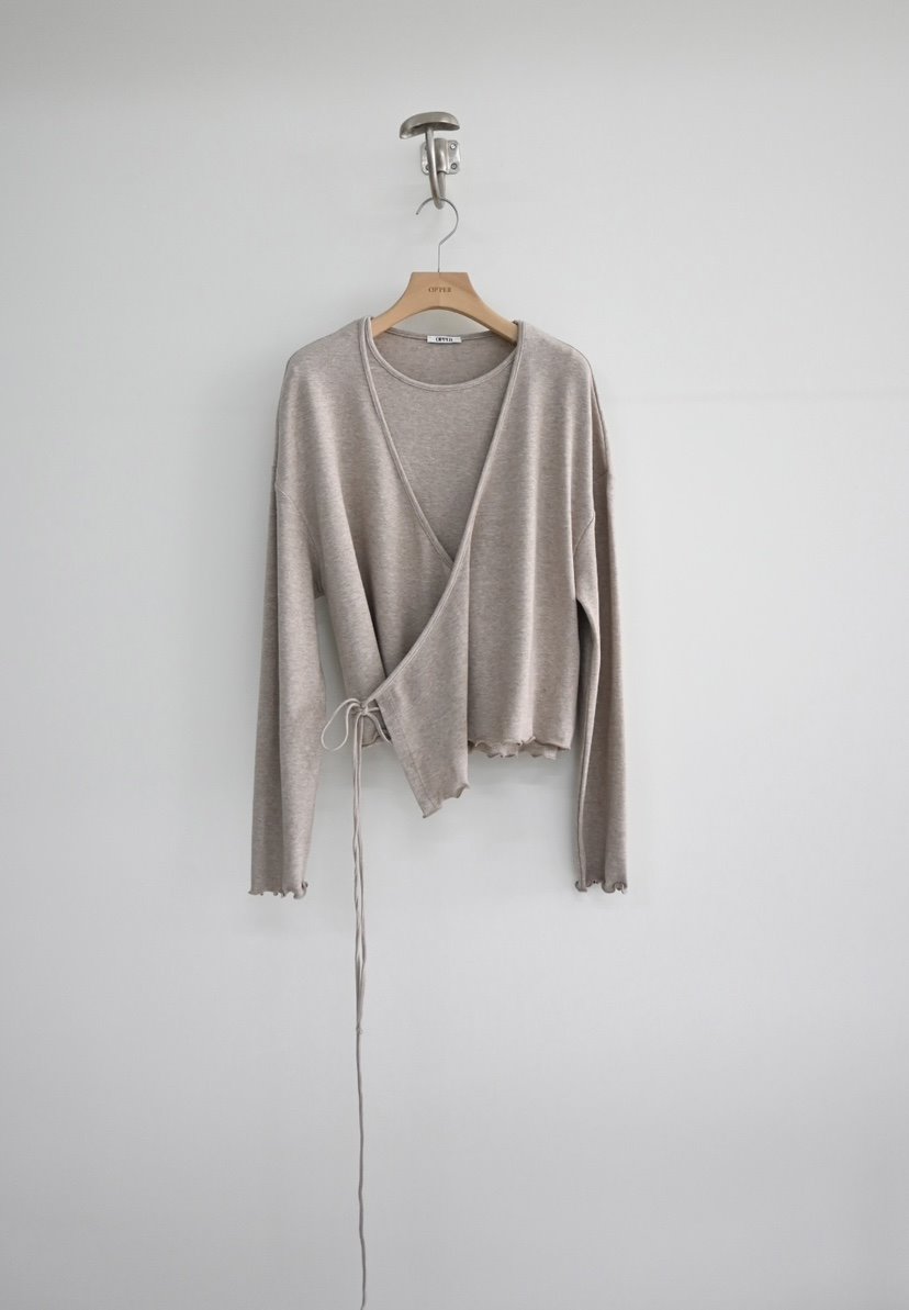 NYLON韓國代購㊣女裝新款推薦休閑長袖T恤安哥拉假兩件羊毛NYLON長袖T恤