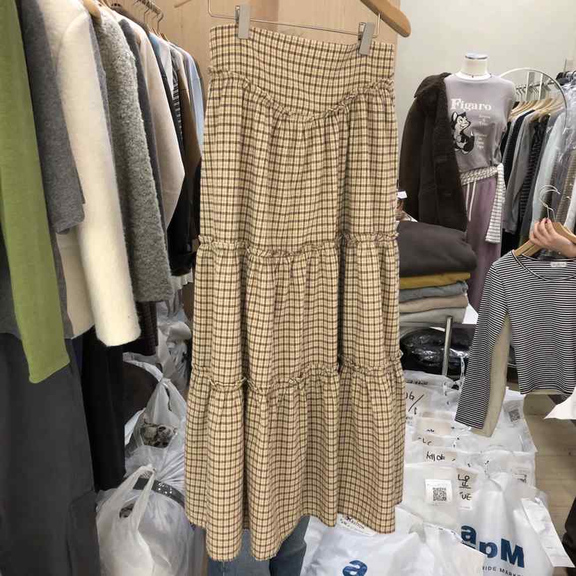 VILLABUTTON東大門㊣直郵女裝新品推薦25秋冬休閑時尚長裙格子VILLABUTTON長裙