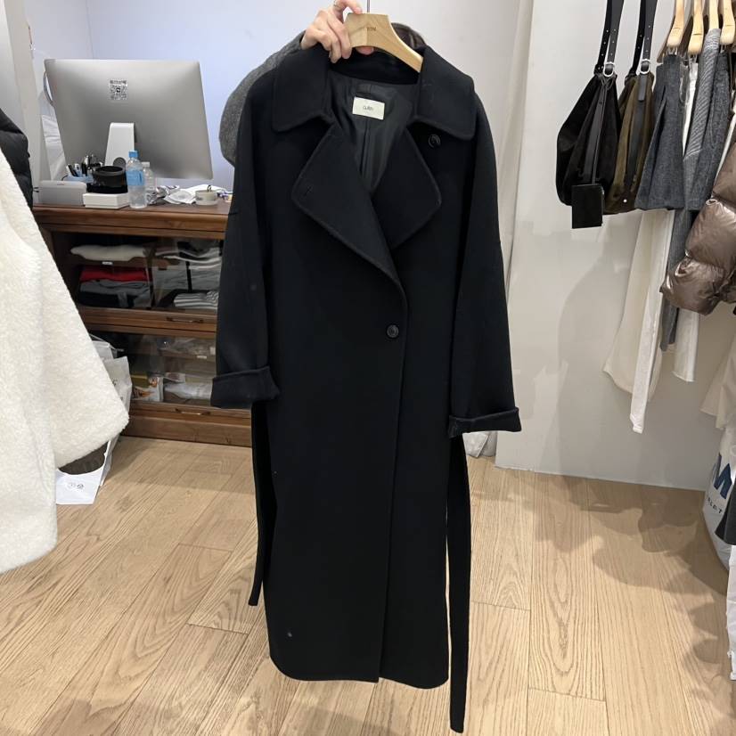 OURIN東大門㊣實拍女士新品人氣時尚真品25秋冬中長款大衣含腰帶OURIN中長款大衣