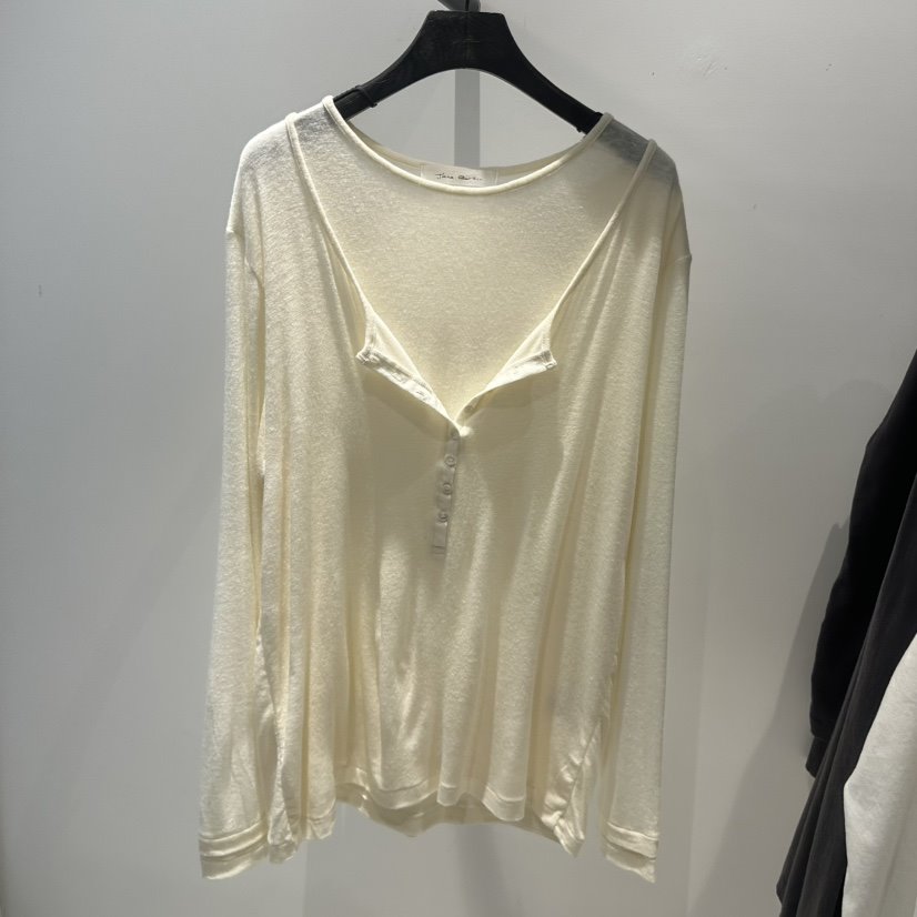 JANE BIRKIN東大門㊣直郵女裝新品休閑熱賣人氣長袖T恤紐扣JANE BIRKIN設計師品牌長袖T恤