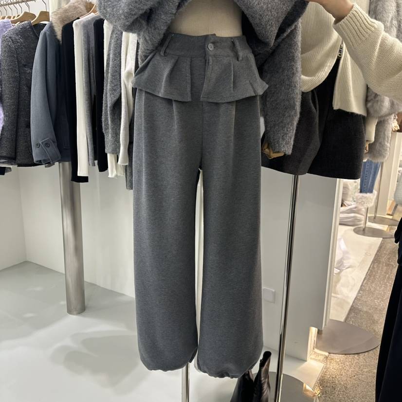 AHOY韓國代購㊣女裝新款人氣真品職業時尚休閑休閑褲荷葉邊AHOY休閑褲