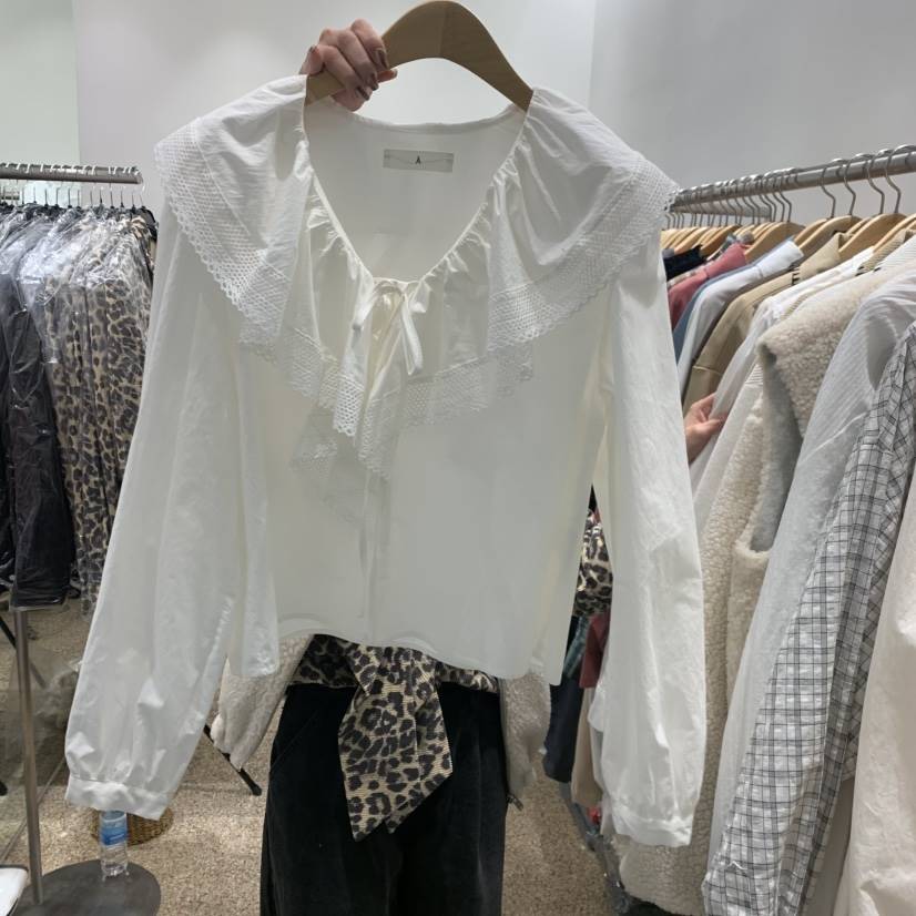 A韓國代購㊣女裝新品職業熱賣人氣25秋冬時尚休閑襯衫蕾絲衫A STORE襯衫/蕾絲衫