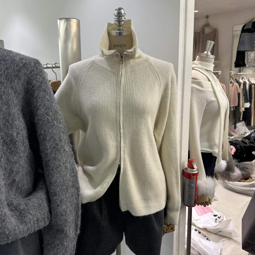 AHOY東大門㊣代購女士新款時尚真品休閑25秋冬毛衣羊毛拉鏈AHOY毛衣