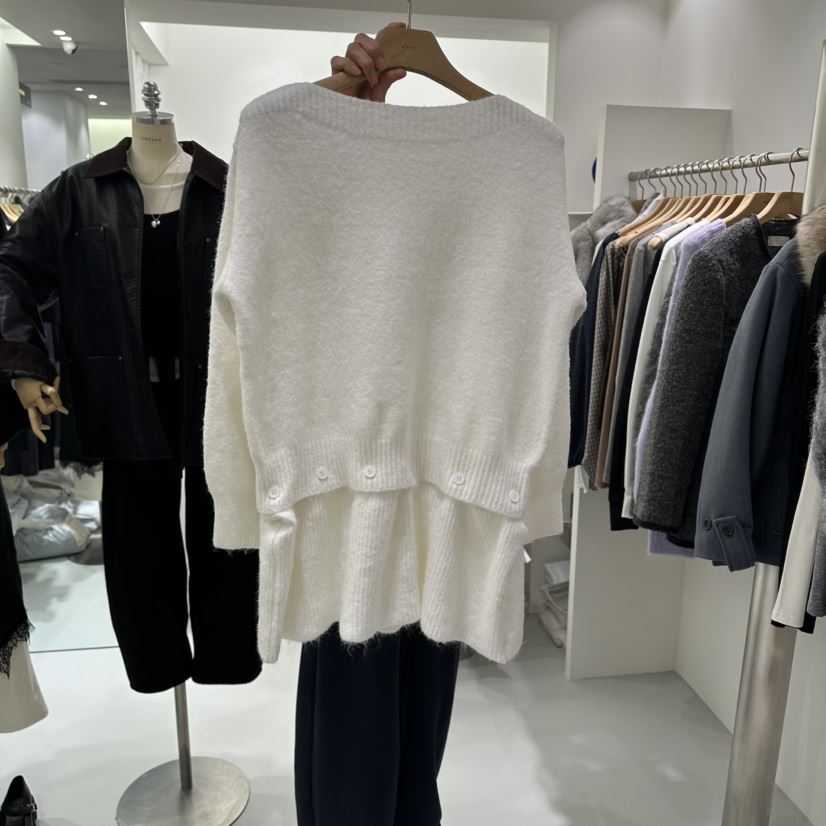 AHOY韓國代購㊣女士新品人氣時尚休閑熱賣真品毛衣喇叭形紐扣AHOY毛衣