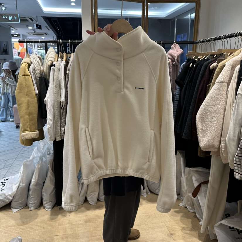 OVERTAKE韓國代購㊣女士新款推薦職業熱賣時尚25秋冬衛衣抓絨OVERTAKE衛衣