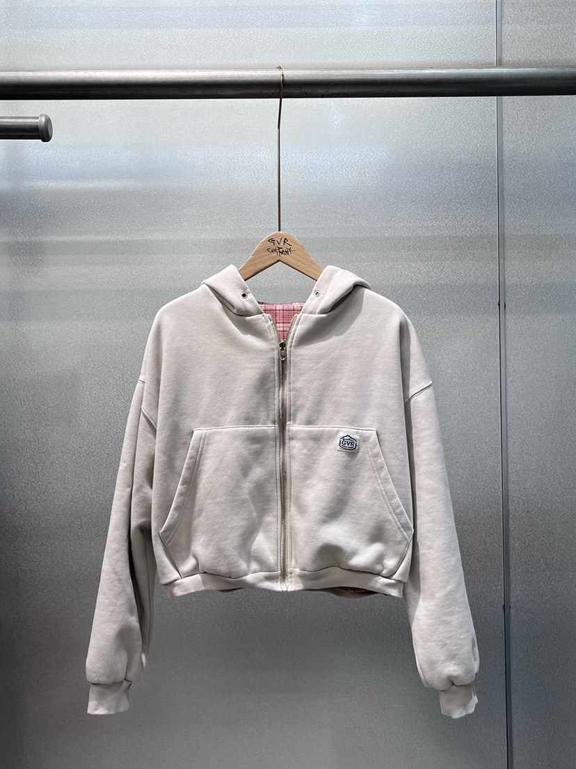 GVR COMPANY東大門㊣實拍女士新品熱賣夾克連帽拉鏈衫里外穿格紋GVR-COMPANY夾克