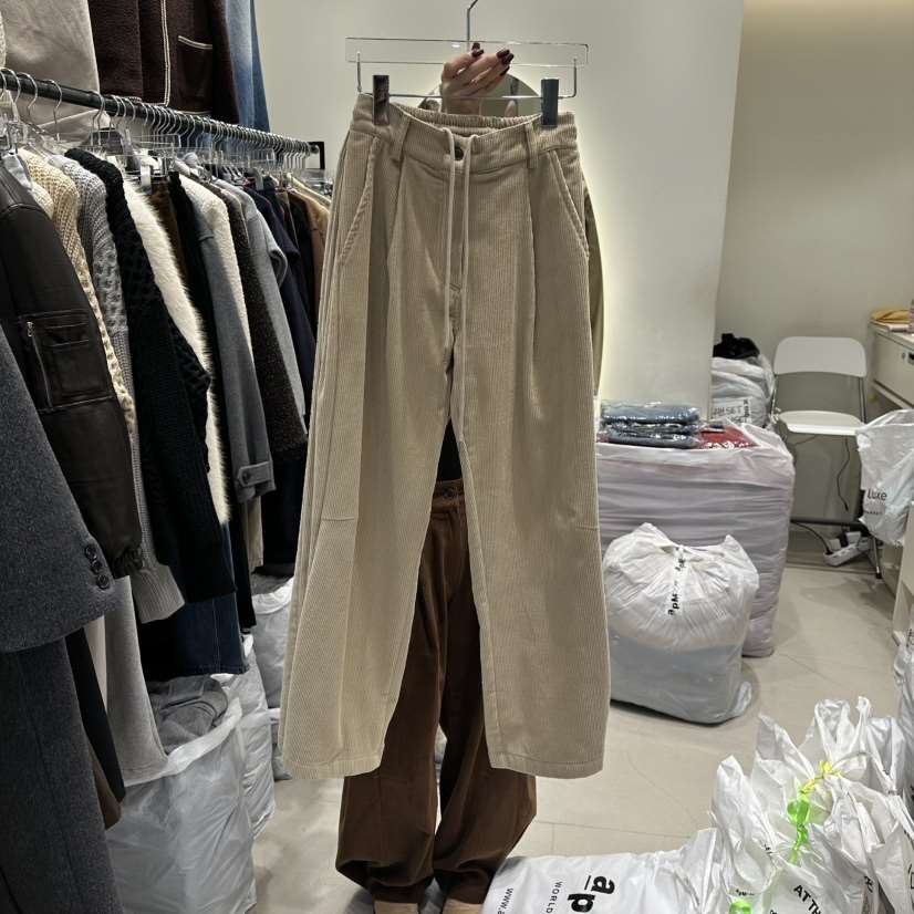 AT THE END韓國直郵㊣女裝新品時尚職業人氣休閑褲燈芯絨AT THE END休閑褲