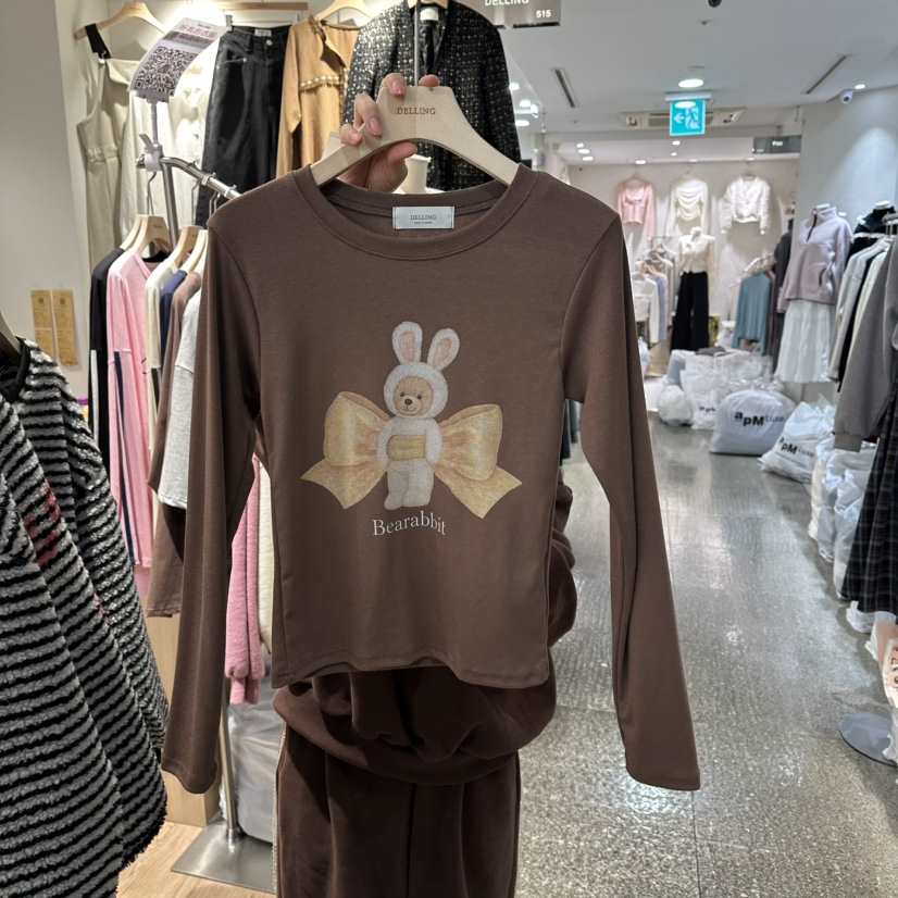 DELLING韓國代購㊣女裝新款推薦熱賣時尚人氣休閑真品長袖T恤DELLING長袖T恤