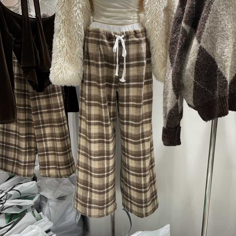 BAIE.38東大門㊣代購女裝新款25秋冬人氣時尚休閑褲羊毛格子BAIE.38休閑褲