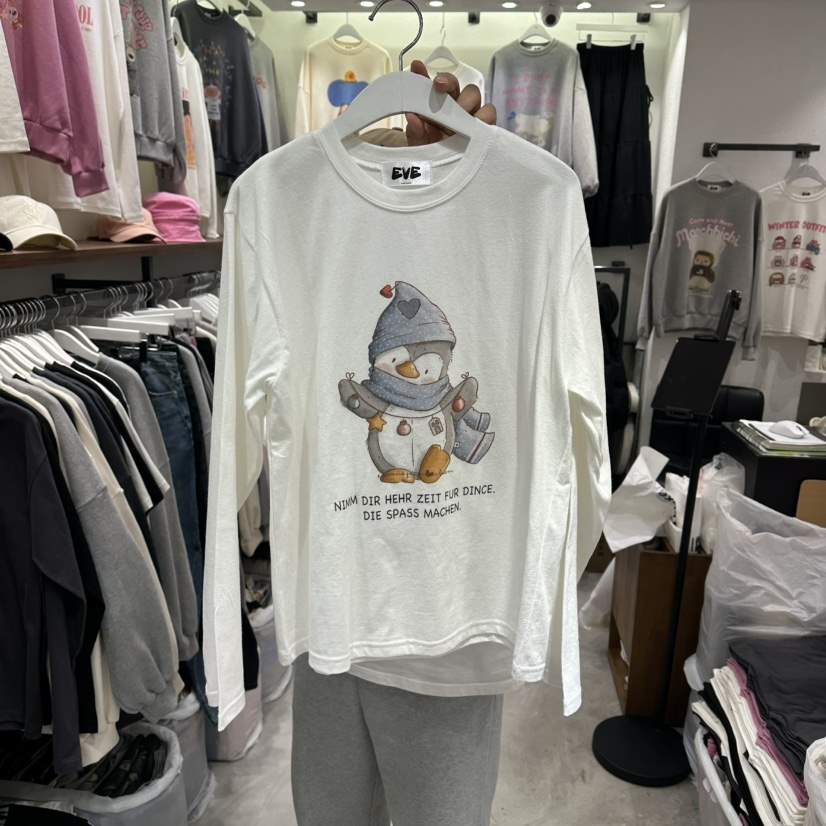 EVE東大門㊣直郵女裝新款25秋冬休閑熱賣職業人氣長袖T恤鵝EVE長袖T恤