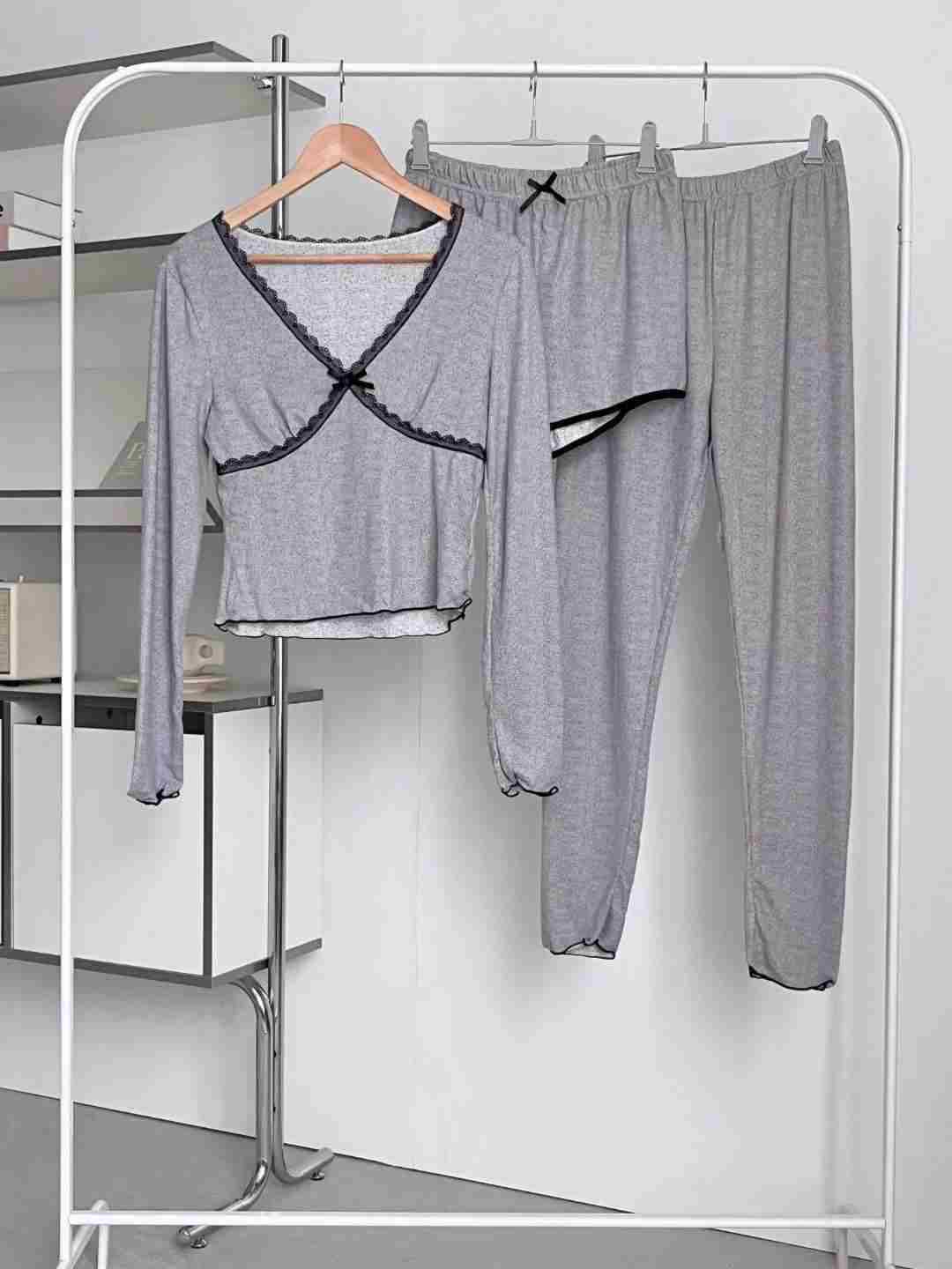 VICTORIA-P東大門㊣代購女士新品時尚25秋冬推薦睡衣三件套VICTORIA睡衣