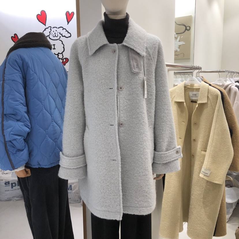 ALMOND韓國代購㊣女裝新款25秋冬推薦時尚中長款大衣羊駝毛ALMOND中長款大衣