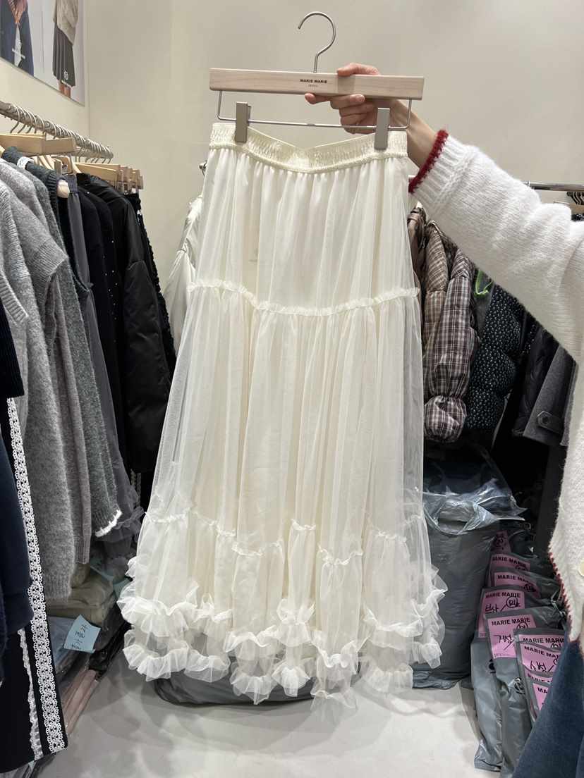 MARIE MARIE韓國代購㊣女士新款真品熱賣25秋冬休閑長裙漁網MARIE MARIE長裙