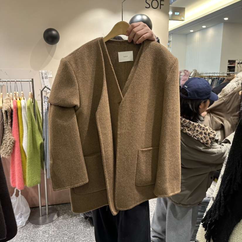 SOF東大門㊣代購女裝新品熱賣25秋冬推薦真品休閑人氣短款大衣SOF短款大衣