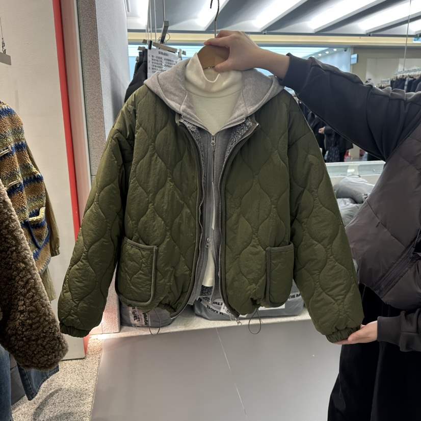 ATPZ韓國直郵㊣女裝新品休閑熱賣人氣推薦短款棉服假兩件連帽ATTENTION PLEAES短款棉服