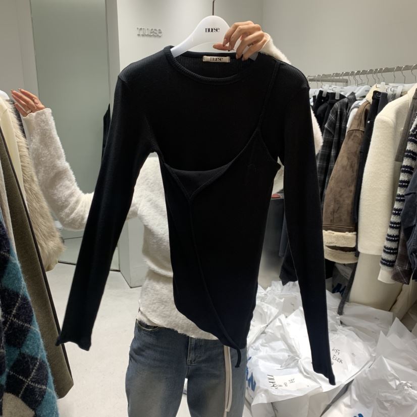 NUESE東大門㊣直郵女士新款25秋冬時尚熱賣人氣職業長袖T恤NUESE長袖T恤