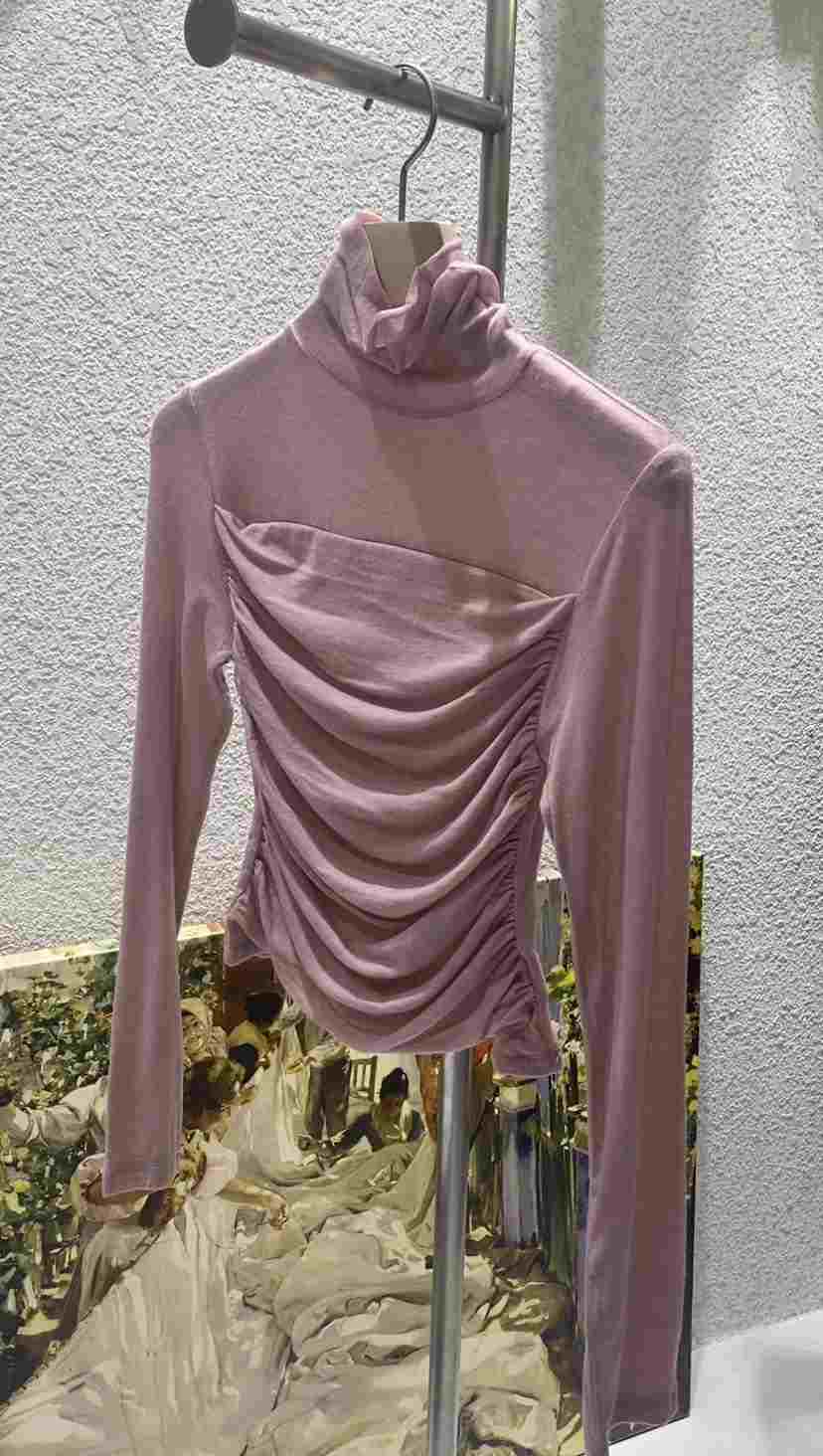 N BROWN東大門㊣實拍女士新品休閑推薦時尚長袖T恤羊毛褶皺N BROWN長袖T恤