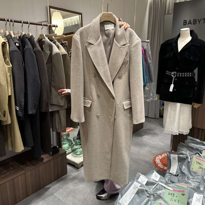 BABYTOUCH東大門㊣實拍女裝新品職業休閑時尚中長款大衣羊毛BABYTOUCH中長款大衣