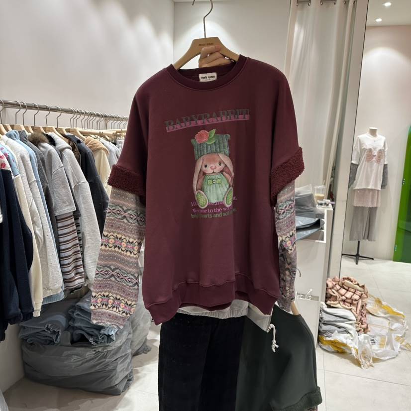 MINI UNNI東大門㊣實拍女士新款推薦熱賣時尚衛衣加絨兔子MINI UNNI衛衣