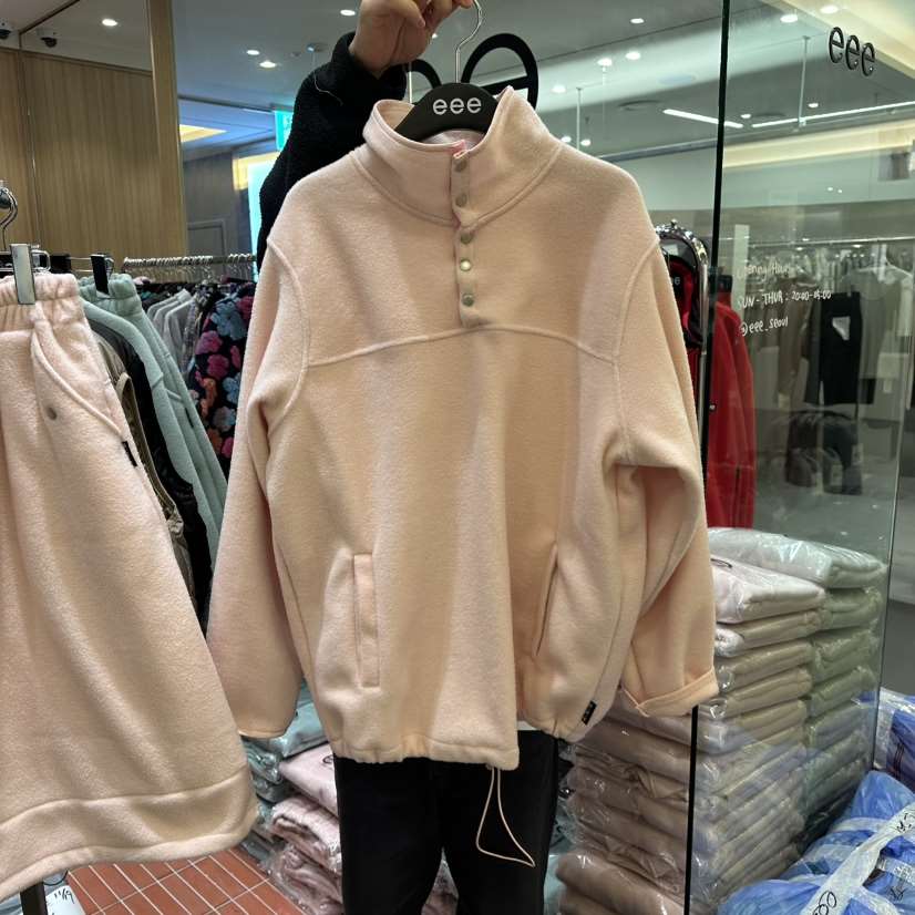 E/E/E韓國直郵㊣女士新款真品25秋冬衛衣抓絨保暖柔軟高領E/E/E衛衣