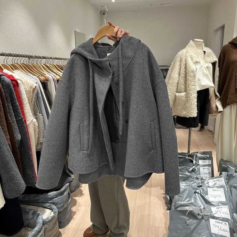 EPIC-S東大門㊣代購女裝新品時尚人氣熱賣短款大衣手工羊毛EPIC-S短款大衣