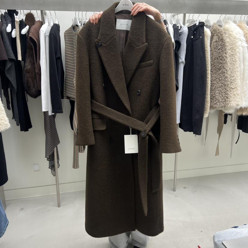 NUTPLAN韓國代購㊣女士新款時尚人氣休閑職業中長款大衣含腰帶NUTPLAN中長款大衣